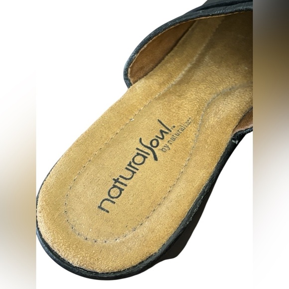 Natural Soul Naturalizer Shoes Womens Size 6.5 Black Haria Wedge Sandal Comfort - Picture 8 of 10